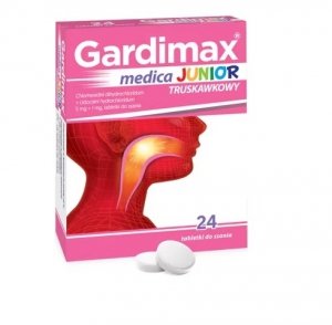 Gardimax medica Junior, smak truskawkowy, 24 tabletki do ssania