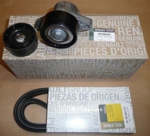 Kit de courroie trapézoïdale à nervures original galet tendeur Renault Laguna Scenic Megane 1.4 1.6 1.8 16v + a/c 5pk1747mm , 77