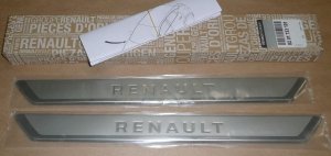Origine Seuils de porte avant avec inscription pour Renault Clio IV, Zoe, Megane III, Scenic III, Laguna III, Talisman, 82017331