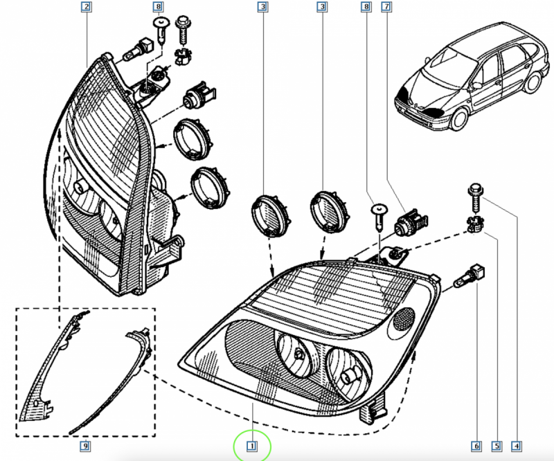 Original Phare gauche Renault Scénic 1 I Lift, 7701047604