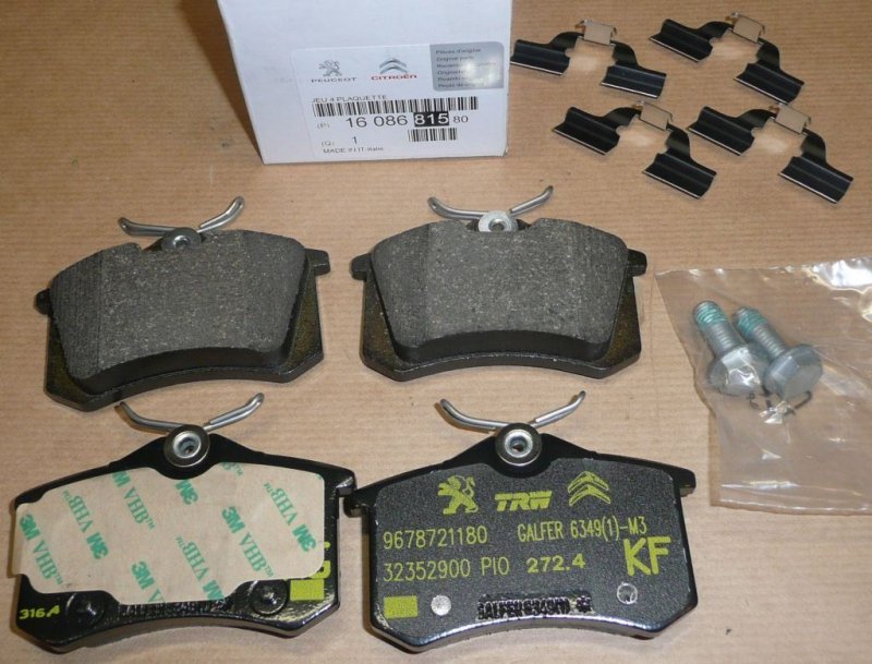 Plaquettes de frein Citroën C4 II, DS4 2009|} ARRIÈRE SYSTÈME DE FREINAGE LUCAS/TRW SANS FREIN DE STATIONNEMENT ÉLECTRONIQUE ,  1608681580