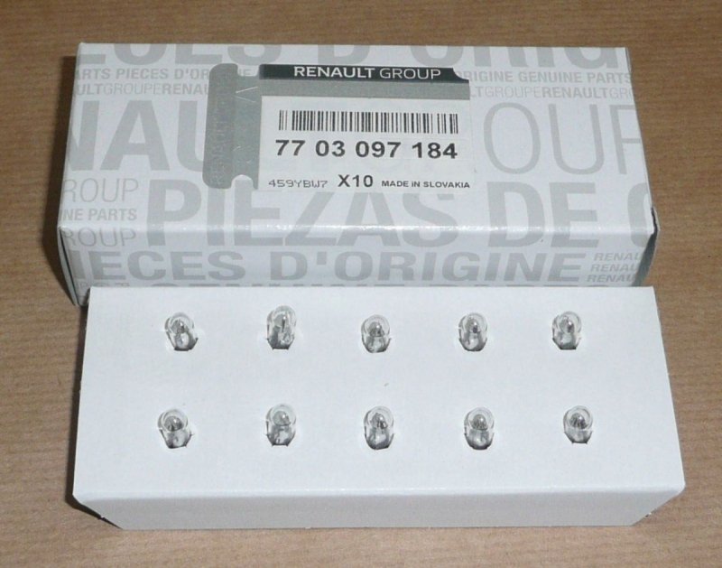 Original  Ampoule W1.2W 12V Renault 10 pièces dans l'emballage , 7703097184