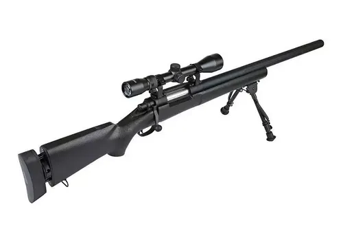 Replika karabinu snajperskiego SW-04J Army (z lunetą i dwójnogiem) - czarna