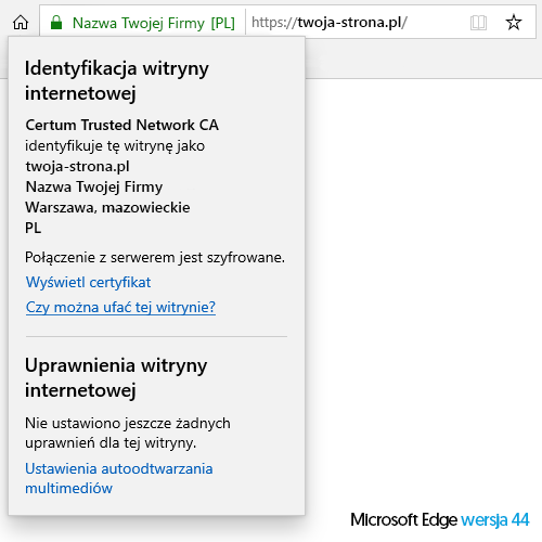 Certyfikat CERTUM Premium EV SSL