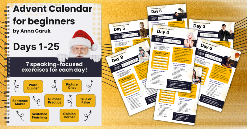 Advent Calendar for Beginners 25x7 speaking exercises