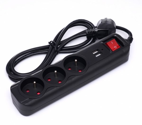 Przedłużacz z  USB 1,5m 3 gniazda KD4031