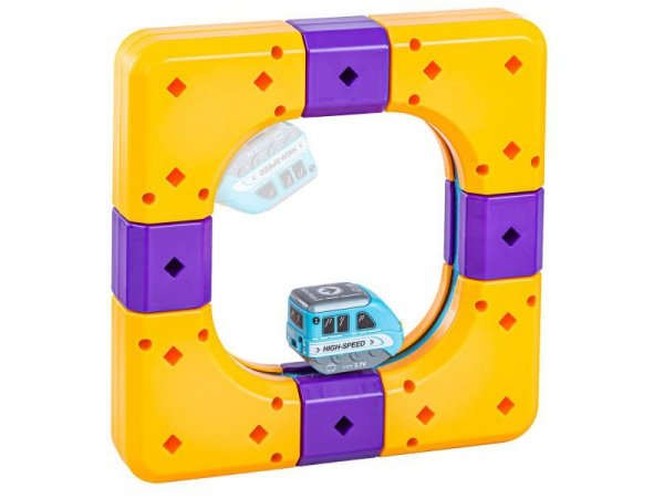 Tor Magnetyczny Zjazd samochodowy Kolejka Zjeżdżalnia Pociąg Klocki Konstrukcyjne 87 el.