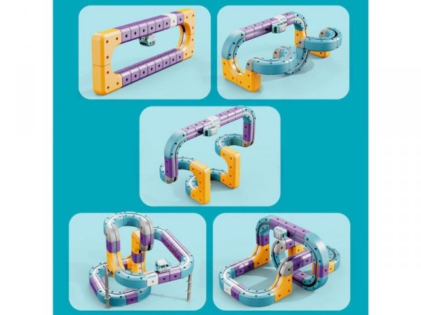 Tor Magnetyczny Zjazd samochodowy Kolejka Zjeżdżalnia Pociąg Klocki Konstrukcyjne 87 el.