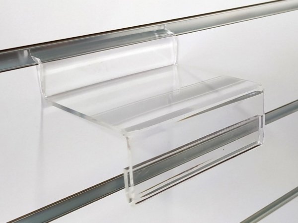 Plexi shelf for shoes with pricemarklist in front - 10 cm x 8 cm