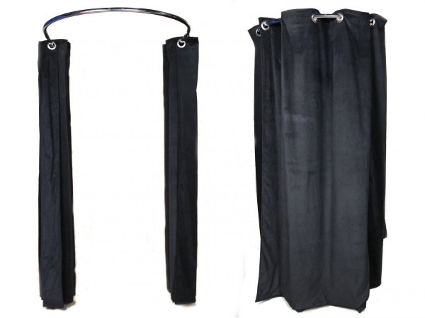 Dressing room with curtains, rounderd, pipe lenght is 198 cm, Chrome