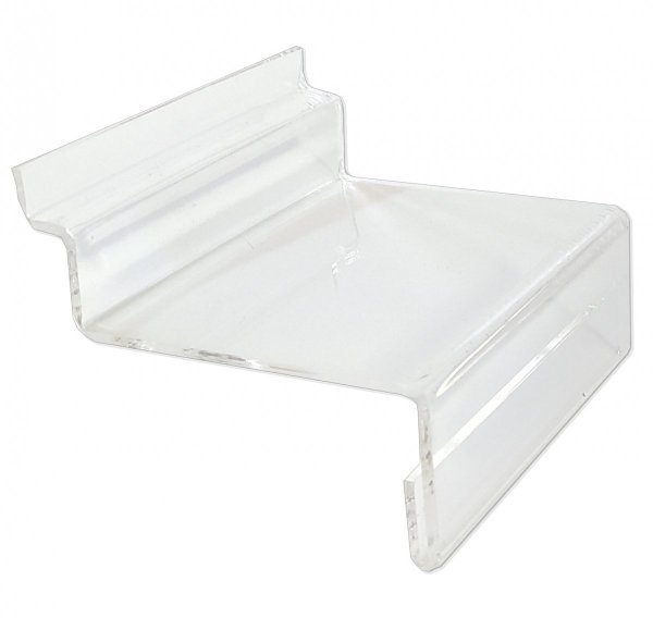 Plexi shelf for shoes with pricemarklist in front - 10 cm x 8 cm
