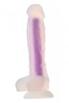 Dream Toys RADIANT SOFT SILICONE GLOW IN THE DARK DILDO MEDIUM PURPLE - świecące w ciemności dildo (fioletowe)