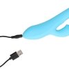 Ribbed Ultra Soft Silicone Rabbit Vibrator - Glacial Blue