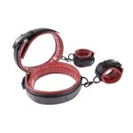 Sportsheets Saffron Thigh & Wrist Cuff Set - kajdanki (czarny/czerwony)