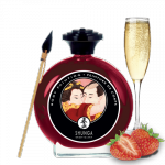 Shunga Strawberries & Champagne Bodypaint 100 ml - jadalna farbka do ciała (musujące wino truskawkowe)