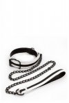 NS Novelties GLO BONDAGE COLLAR AND LEASH GREEN - obroża ze smyczą (biały)