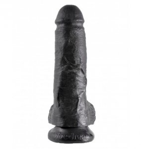 King Cock czarne dildo - 8'' Cock with Balls sztuczny penis (czarny)