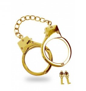 Taboom Gold Plated BDSM Handcuffs - metalowe kajdanki (złote)