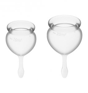 Satisfyer Feel Good Menstrual Cup Set Transparent - zestaw kubeczków menstruacyjnych 2 szt. (przeźroczysty)