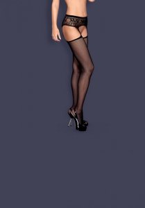 Obsessive Garter stockings S307 czarne XL/XXL