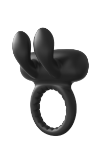 Dream Toys RAMROD RABBIT VIBRATING COCKRING - pierścień na penisa z wibracjami (czarny)