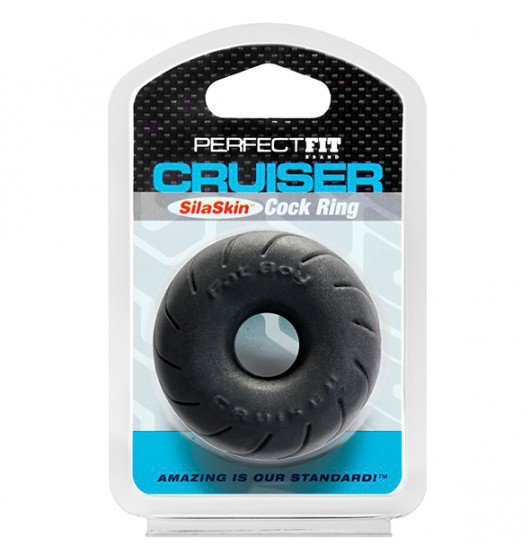 Perfect Fit SilaSkin Cruiser Ring (czarny) - pierścień na penisa