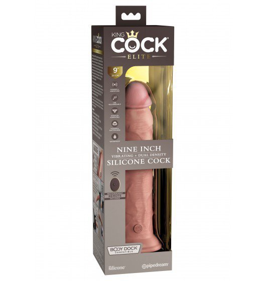 King Cock 9'' Inch Dual Density Vibe Cock Light - dildo z wibracjami (cielisty)