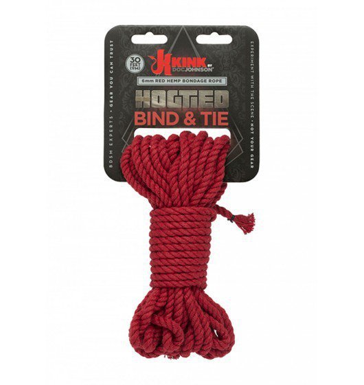 Kink by Doc Johnson - Hogtied Bind &amp; Tie sznur do krępowania 9m x 6mm , czerwony