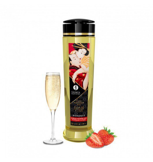 Shunga Erotic Massage Oil Romance / Sparkling Strawberry Wine 240ml - olejek do masażu (o zapachu truskawkowego wina musującego)