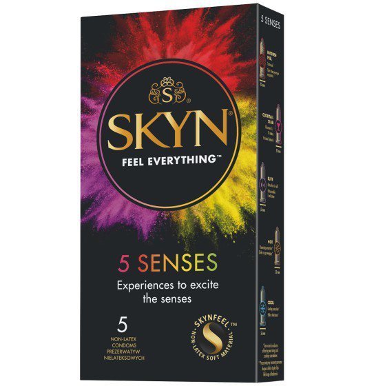 Unimil SKYN 5 Senses - Prezerwatywy w 5 różnych rodzajach (1 op. / 5 szt.)