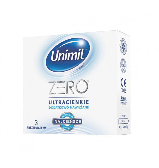 Unimil Zero - Prezerwatywy ultracienkie, dodatkowo nawilżane (1op./3szt.)