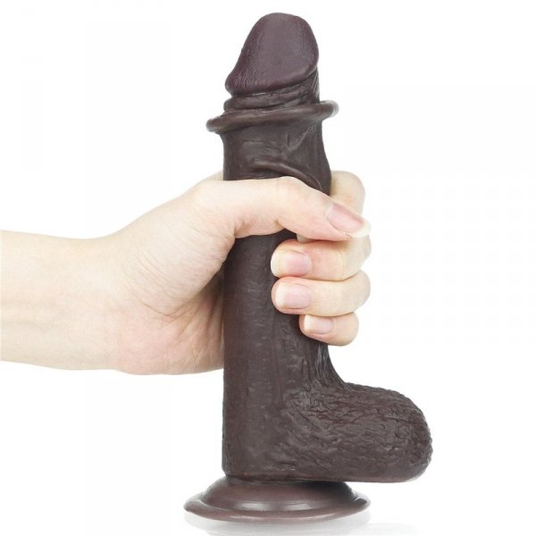 7&#039;&#039; Sliding Skin Dual Layer Dong - Black