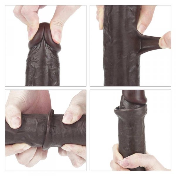 9.5&#039;&#039; Sliding Skin Dual Layer Dong - Black
