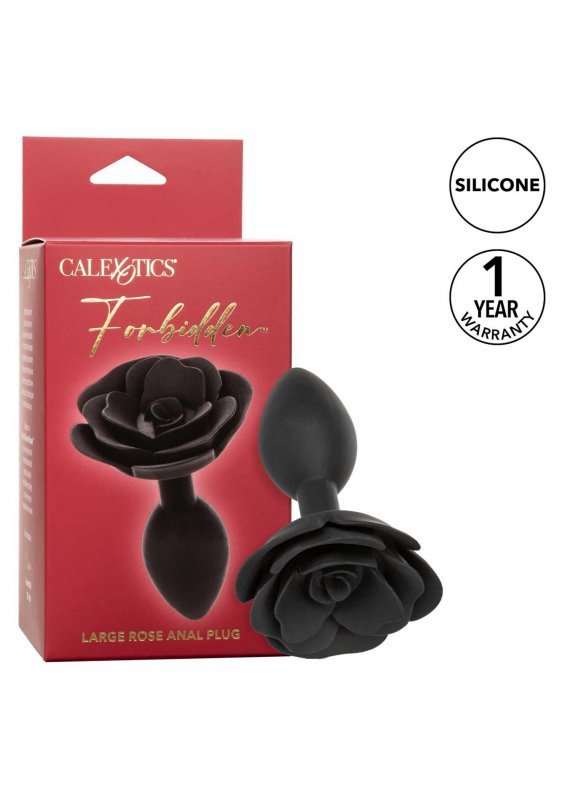 Large Rose Anal Plug Black