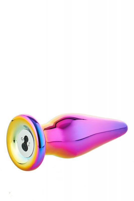 Dream Toys GLAMOUR GLASS REMOTE VIBE TAPERED PLUG - wibrujący korek analny z pilotem (tęczowy)
