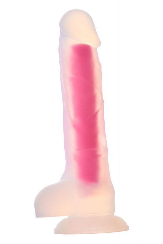 Dream Toys RADIANT SOFT SILICONE GLOW IN THE DARK DILDO LARGE PINK - świecące w ciemności dildo (różowe)