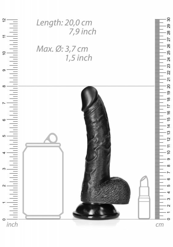 Curved Realistic Dildo  Balls  Suction Cup - 7&quot;&quot;/ 18 cm