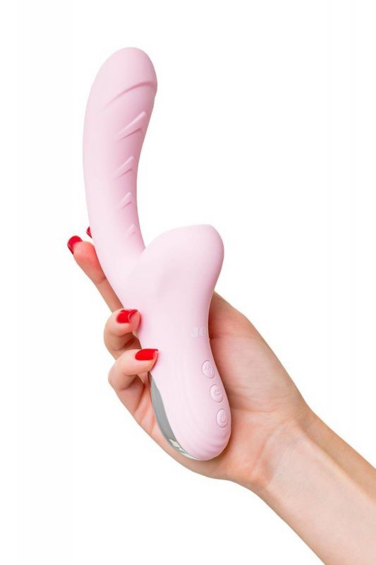 JOS Vibrator with clitoral stimulator Patti with moving tongue, silicone, red, 24 cm