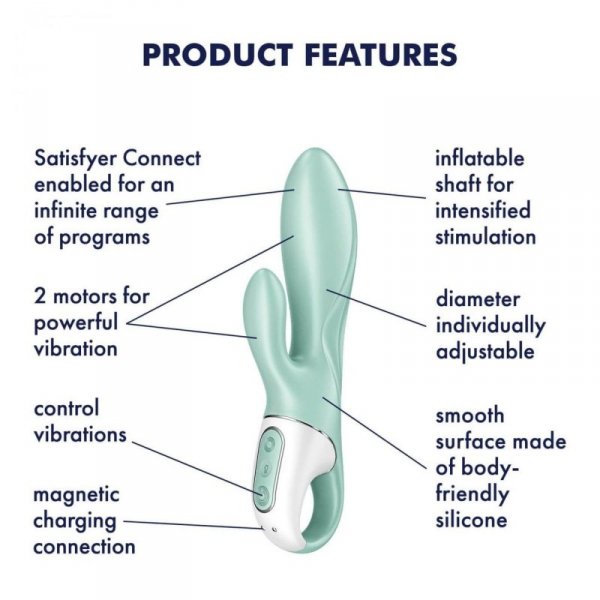 Satisfyer Air Pump Bunny 5 Connect App mint - wibrator króliczek (zielony)