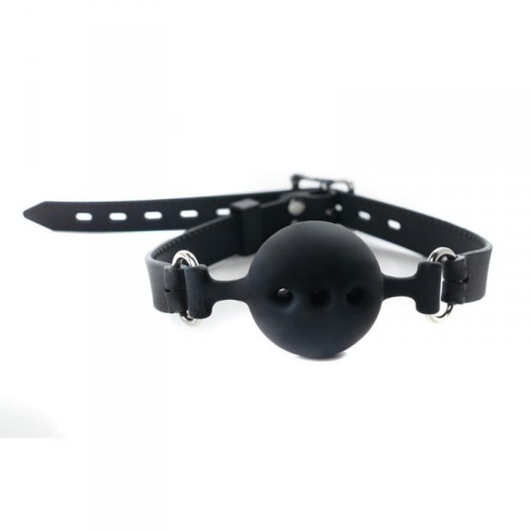Breathable silicone ball gag with adjustable straps.