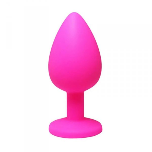 Pink medium butt plug with white crystal