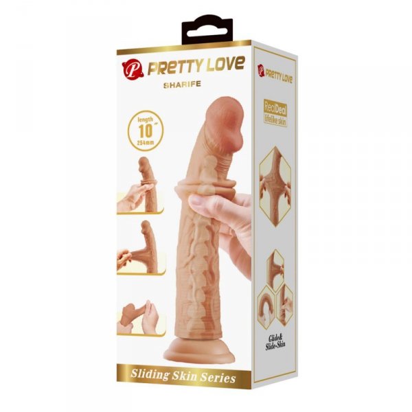 PRETTY LOVE - SHARIFE 10&quot;(254mm) Sliding Skin Series TPR, Suction base Bendable