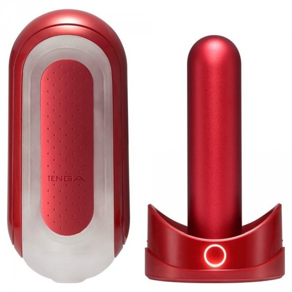 Tenga Flip Zero 0 Red and Flip Warmer Set - ogrzewany masturbator oralny (czerwony)