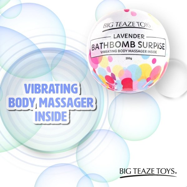 Big Teaze Toys Bath Bomb Surprise With Vibrating Body Massager Vanilla - waniliowa kula do kąpieli z masażerem ciała 