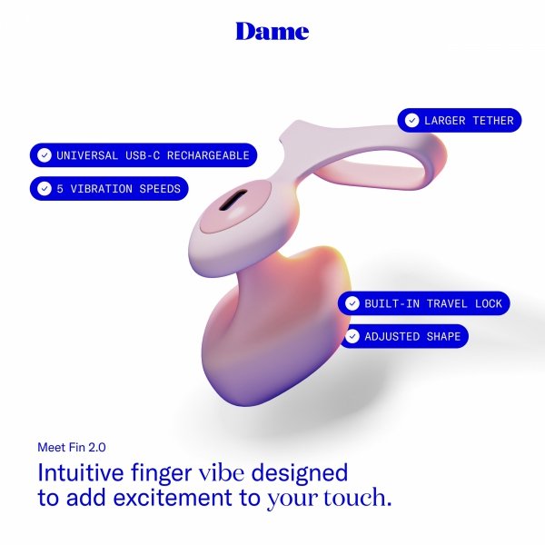 Dame Fin 2.0 Finger Vibrator Quartz - wibrator na palec (różowy)