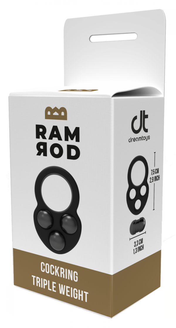 Dream Toys RAMROD COCKRING TRIPLE WEIGHT - pierścień erekcyjny z odważnikami (czarny)