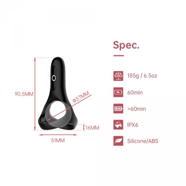 Magic Motion Rise Smart Wearable Cockring Black - wibrujący pierścień na penisa z aplikacją (czarny)