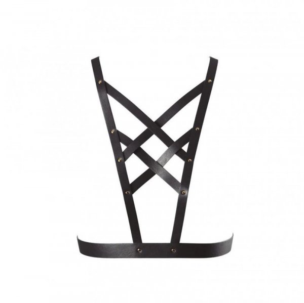 Bijoux Indiscrets MAZE Net Cleavage Harness - skóropodobna uprząż BDSM na klatkę piersiową (czarny