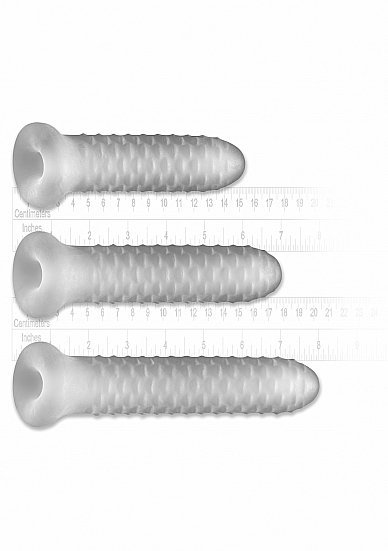 Perfect Fit Fat Boy Checker Box Sheath Clear 7,5&quot; - nakładka na penisa (szary)
