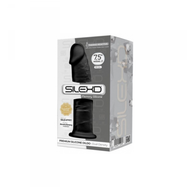 Silexd Silikonowe Dildo Model 2 19 cm Black - dildo (czarny)